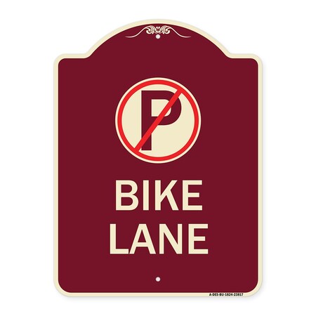 Signmission No Parking Symbol Bike Lane Heavy-Gauge Aluminum Architectural Sign, 24" x 18", BU-1824-23817 A-DES-BU-1824-23817